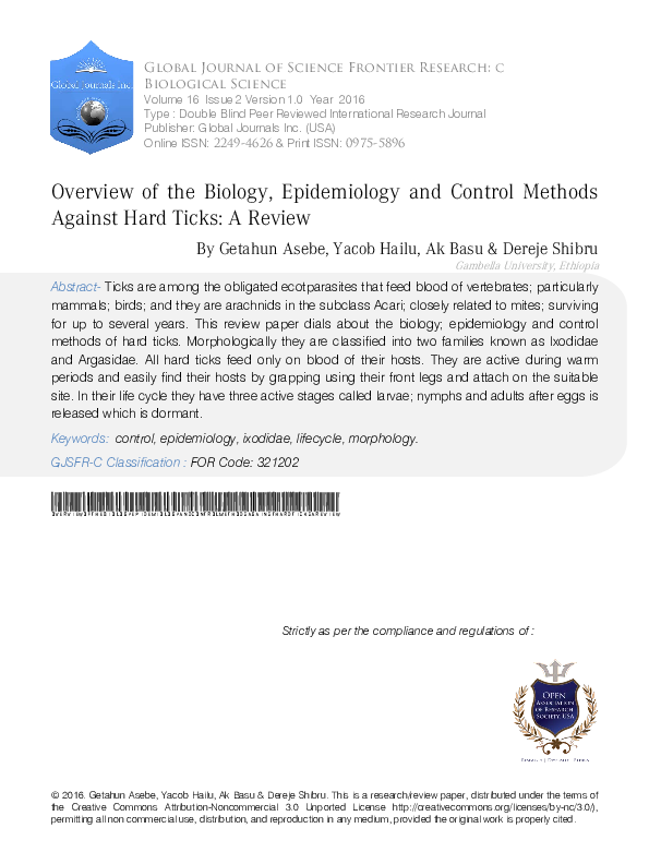 (PDF) Overview of the Biology, Epidemiology and Control Methods against ...