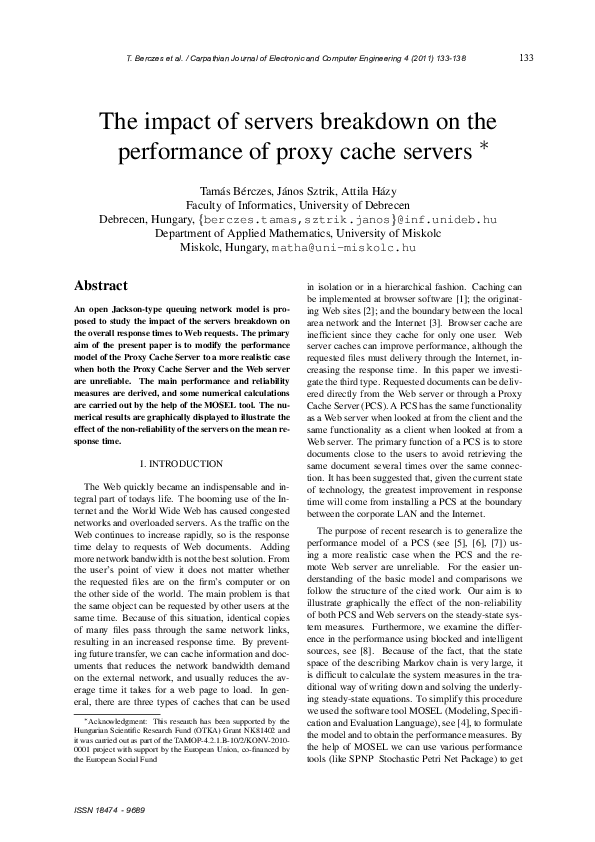 (PDF) The impact of servers breakdown on the performance of Proxy Cache ...