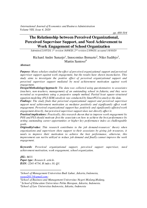 (PDF) The Relationship between Perceived Organizational, Perceived ...