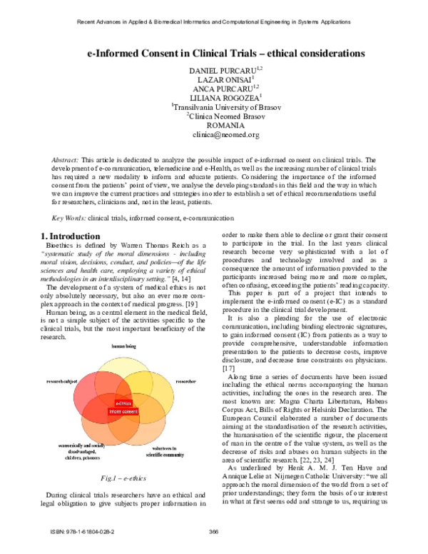 (PDF) e-Informed Consent in Clinical Trials ethical considerations