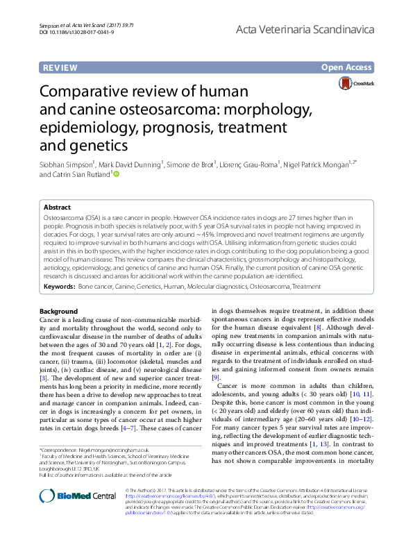 (PDF) Comparative review of human and canine osteosarcoma: morphology ...