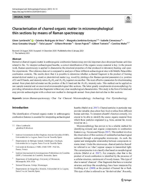 (PDF) Characterisation of charred organic matter in micromorphological ...