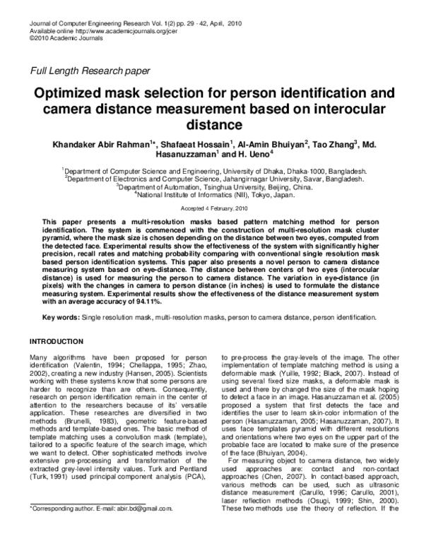 (PDF) Optimized mask selection for person identification and camera ...