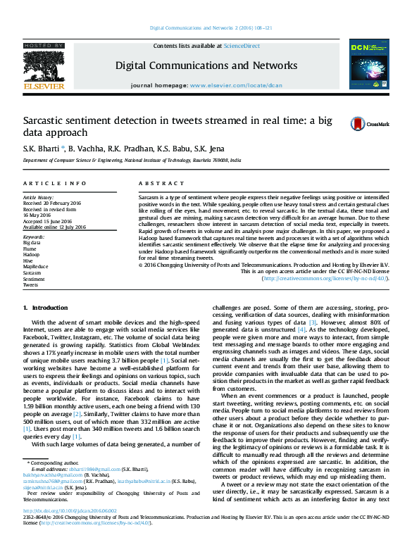 (PDF) Sarcastic sentiment detection in tweets streamed in real time: a ...