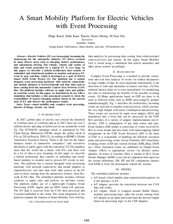 (PDF) A Smart Mobility Platform for Electric Vehicles with Event Processing