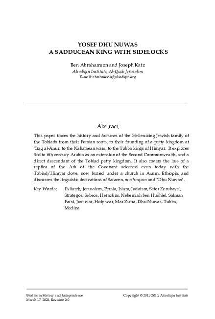 (PDF) Yosef Dhu Nuwas A Sadducean King with Sidelocks