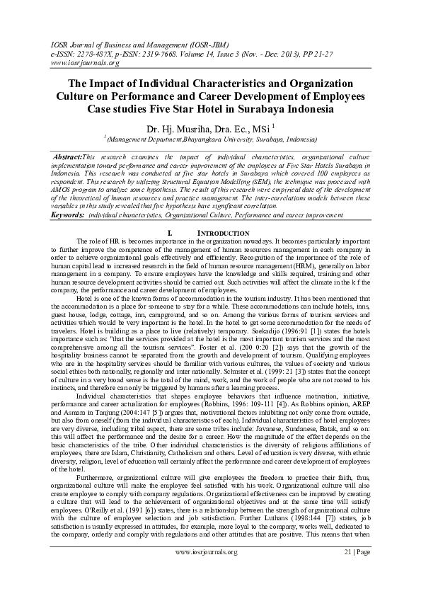 (PDF) The Impact of Individual Characteristics and Organization Culture ...