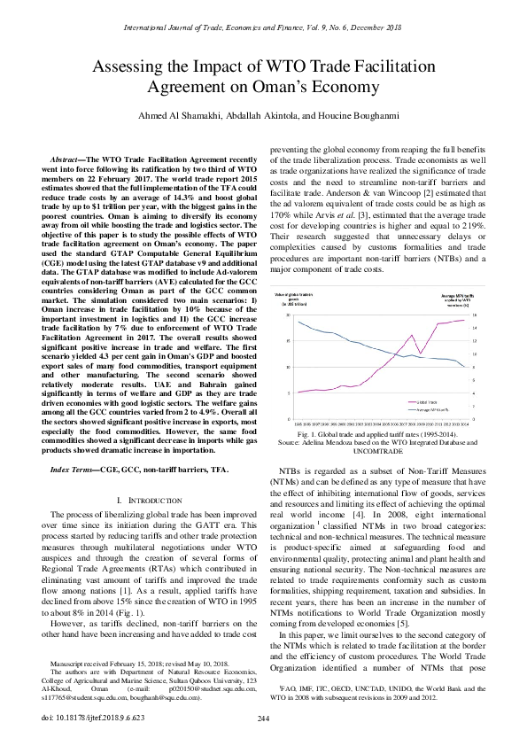 (PDF) Assessing the Impact of WTO Trade Facilitation Agreement on Oman ...