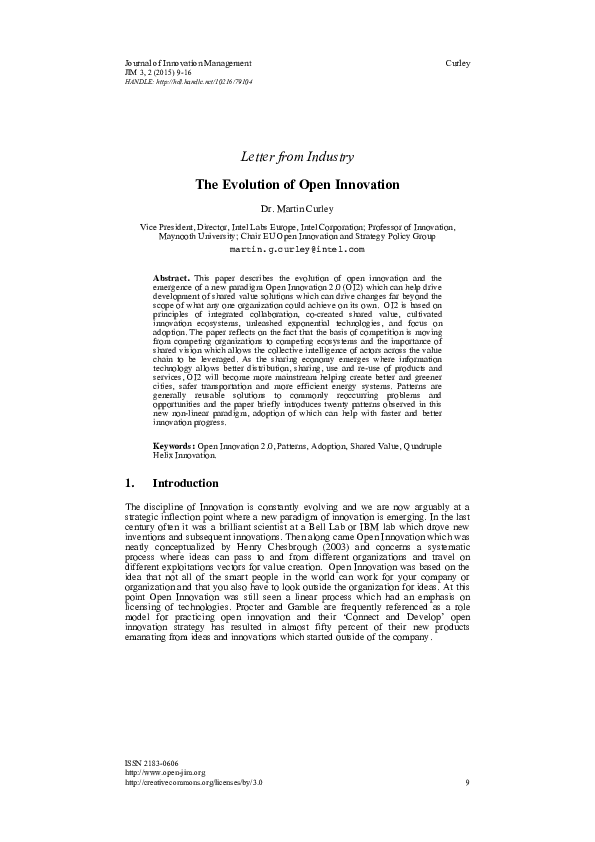 (PDF) The Evolution of Open Innovation
