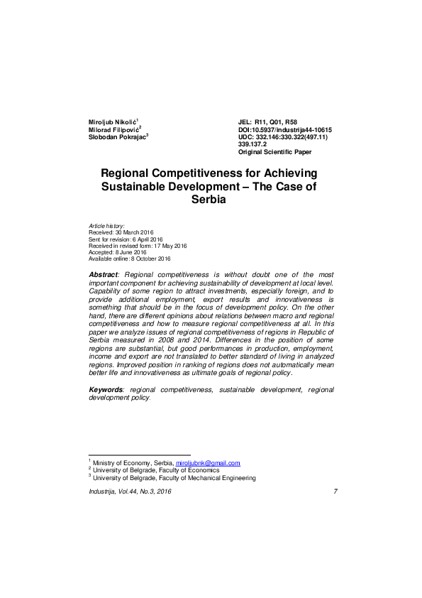(PDF) Regional competitiveness for achieving sustainable development ...