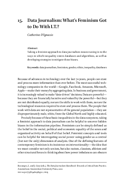(PDF) 15. Data Journalism: What’s Feminism Got to Do With I.T.?