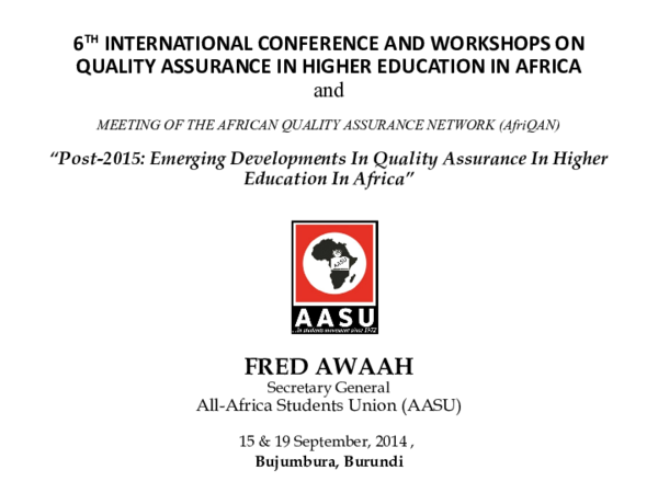 (PPT) Quality Assurance in Higher Education The Role of Students