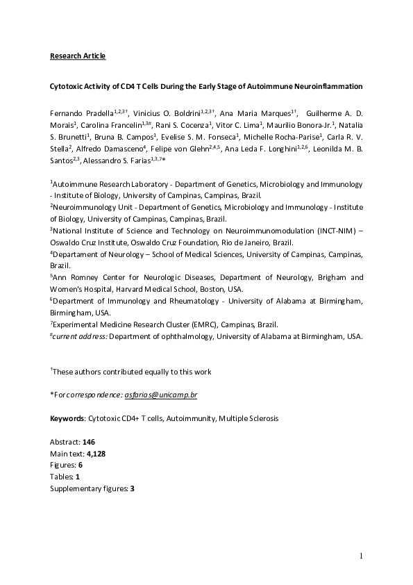 (PDF) Cytotoxic Activity of CD4 T Cells During the Early Stage of ...