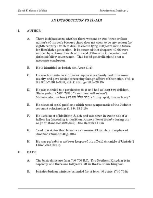 (PDF) An Introduction to Isaiah