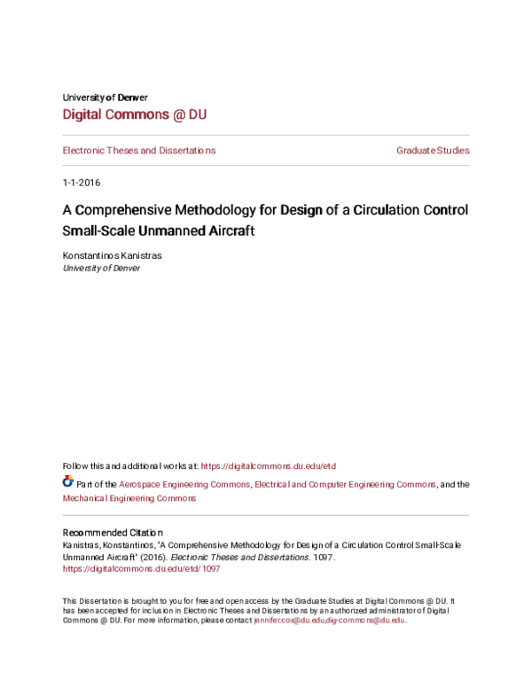 (PDF) A Comprehensive Methodology for Design of a Circulation Control ...