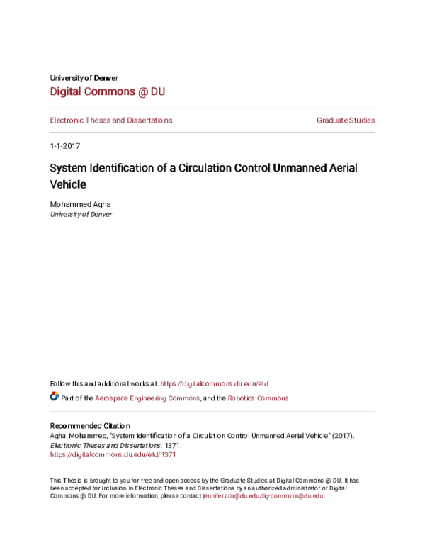 (PDF) System Identification of a Circulation Control Unmanned Aerial ...