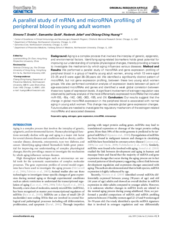 (PDF) A parallel study of mRNA and microRNA profiling of peripheral ...