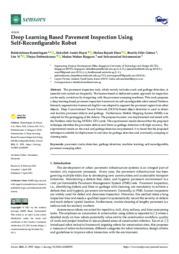 (PDF) Deep Learning Based Pavement Inspection Using Self-Reconfigurable ...