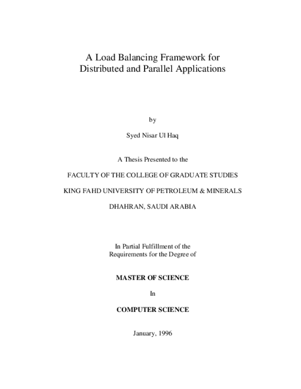 (PDF) Design of a Load Balancing Framework for Distributed and Parallel ...