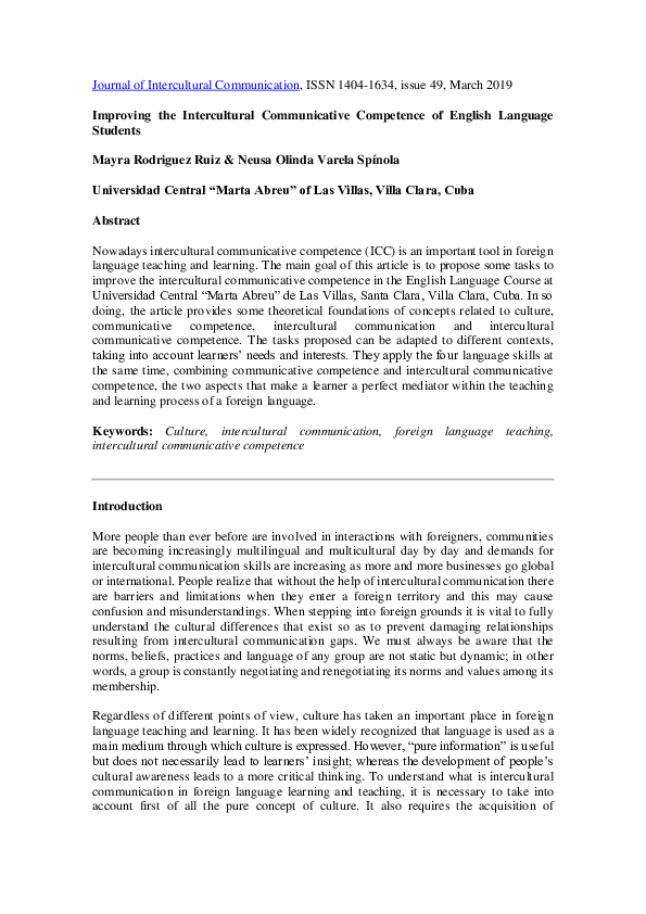 (PDF) Inmproving the Intercultural Communicative Competence of English ...