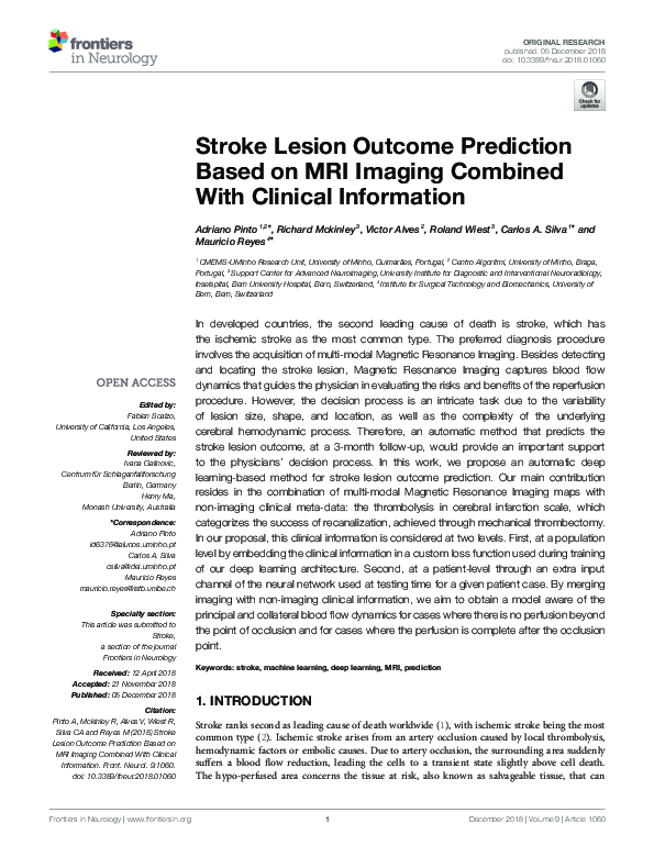 (PDF) Stroke Lesion Outcome Prediction Based on MRI Imaging Combined ...