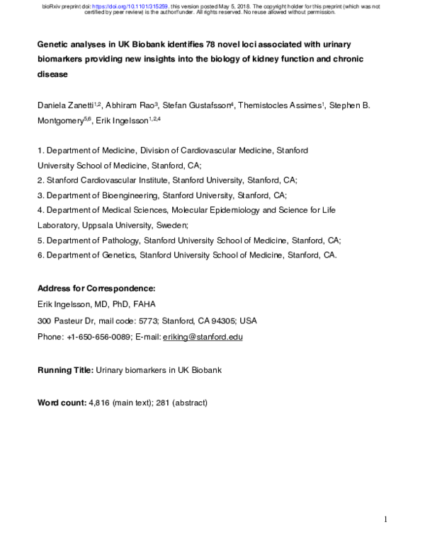 (PDF) Genetic analyses in UK Biobank identifies 78 novel loci ...