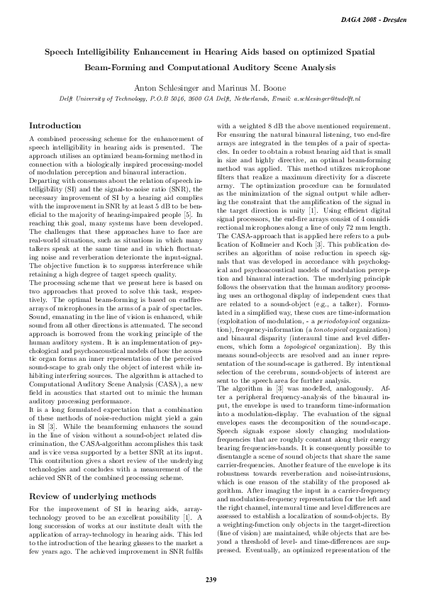 (PDF) Speech Intelligibility Enhancement in Hearing Aids based on ...