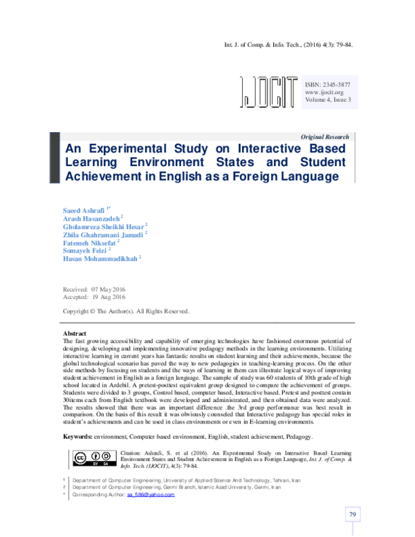 (PDF) An Experimental Study on Interactive Based Learning Environment ...