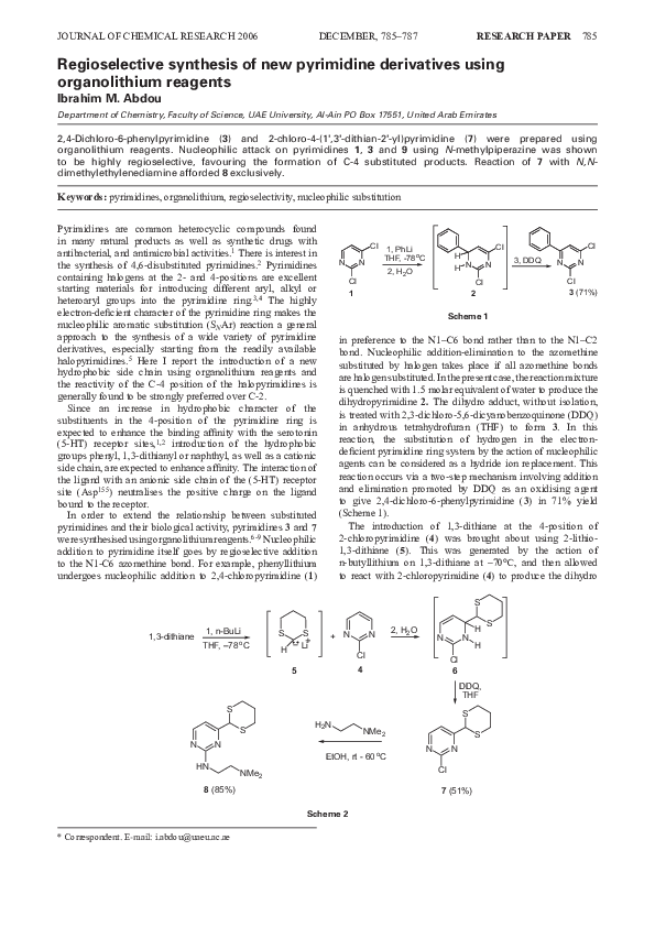 (PDF) Regioselective synthesis of new pyrimidine derivatives using ...