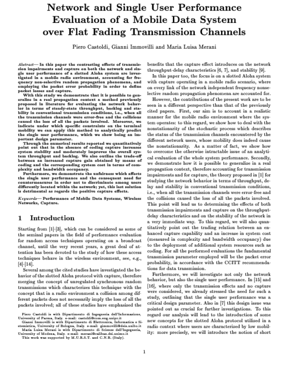 (PDF) Network and single user performance evaluation of a mobile data ...