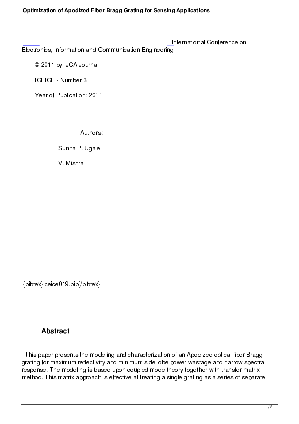 (PDF) Optimization of Apodized Fiber Bragg Grating for Sensing Applications