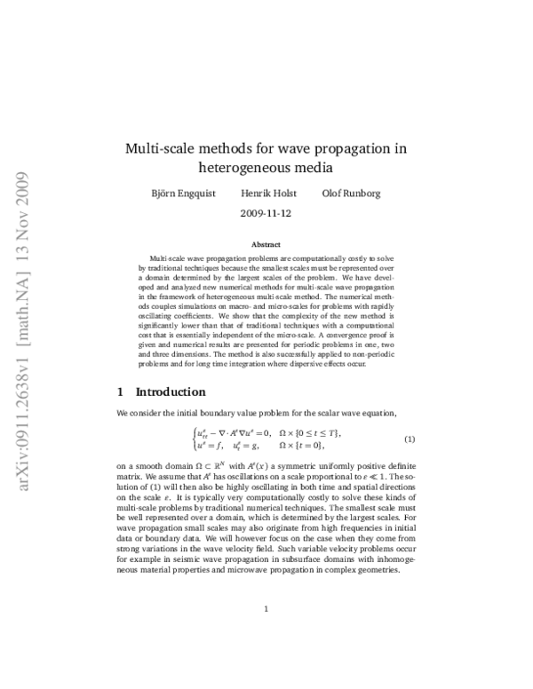 (PDF) Multi-scale methods for wave propagation in heterogeneous media