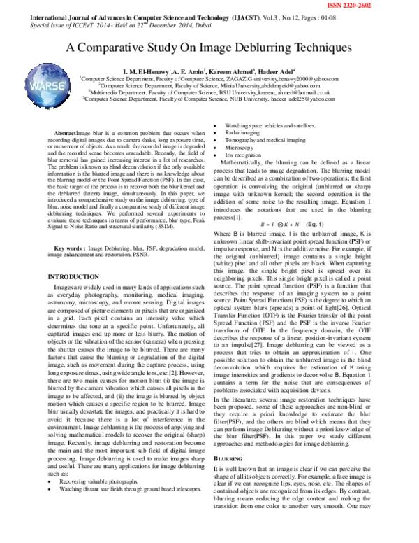 Free PDF Download A Comparative Study On Image Deblurring Techniques Hadeer Adel Academia edu