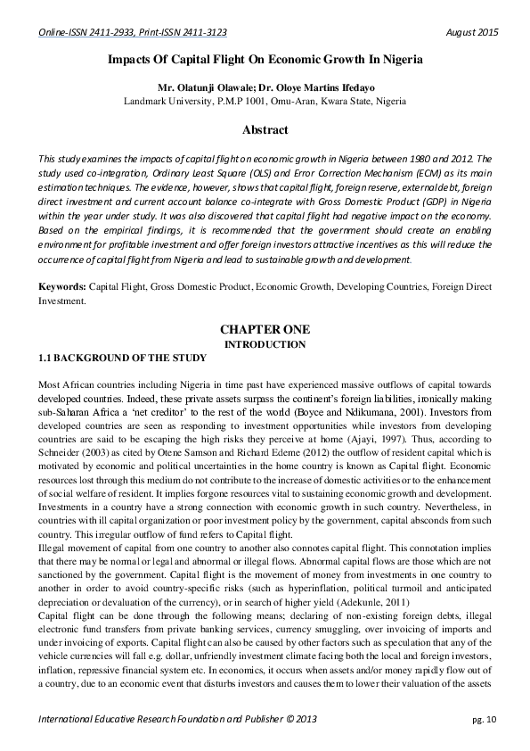 (PDF) Impacts Of Capital Flight On Economic Growth In Nigeria