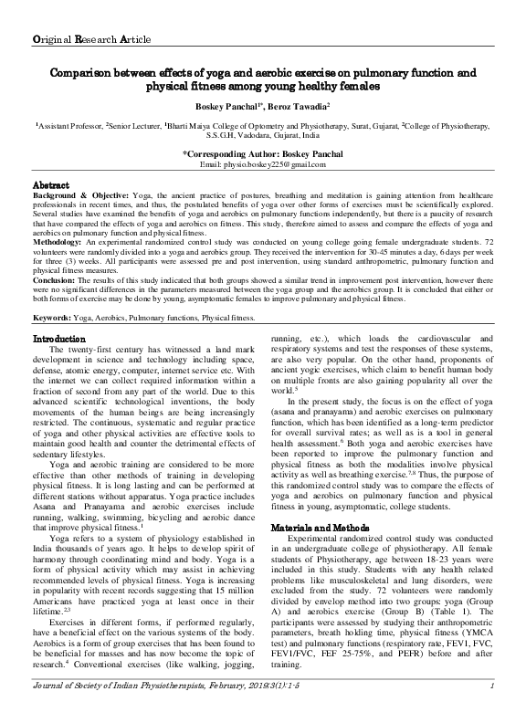 (PDF) Comparison between effects of yoga and aerobic exercise on ...