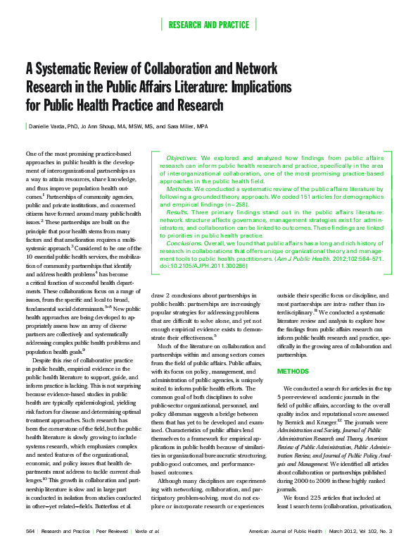 (PDF) A Systematic Review of Collaboration and Network Research in the ...