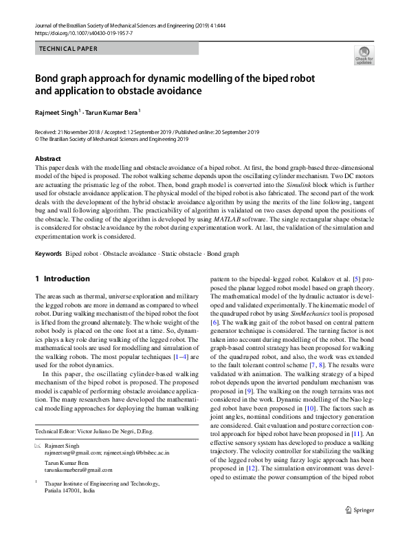(PDF) Bond graph approach for dynamic modelling of the biped robot and ...