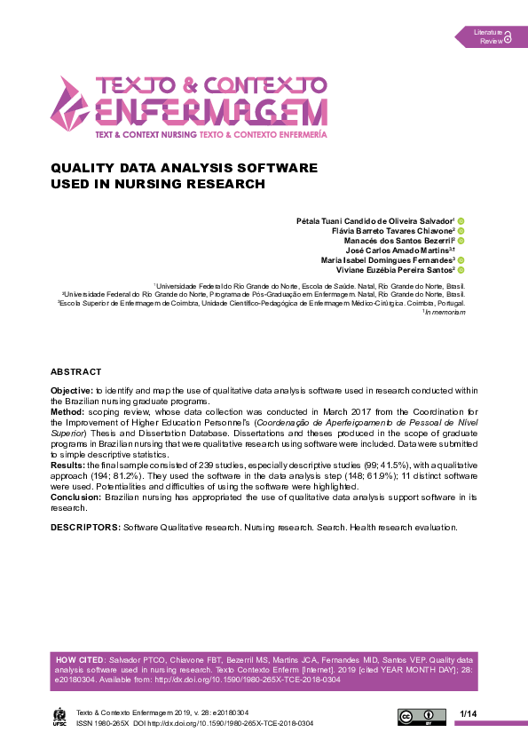 (PDF) Quality Data Analysis Software Used in Nursing Research