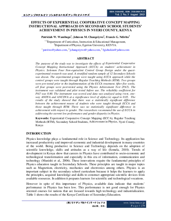 (PDF) Effects of Experiential Cooperative Concept Mapping Instructional ...