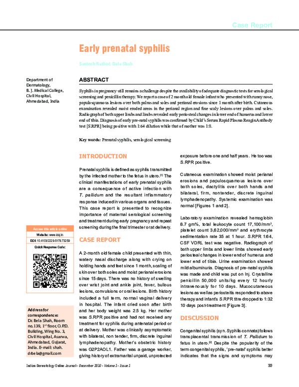 (PDF) Early prenatal syphilis