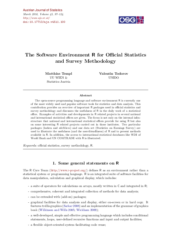 (PDF) The Software Environment R for Official Statistics and Survey ...