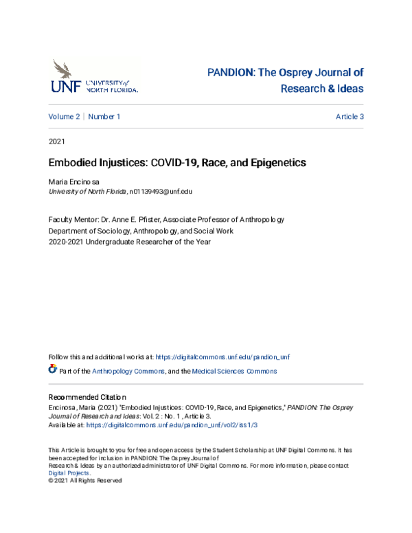 (PDF) Embodied Injustices: COVID-19, Race, and Epigenetics