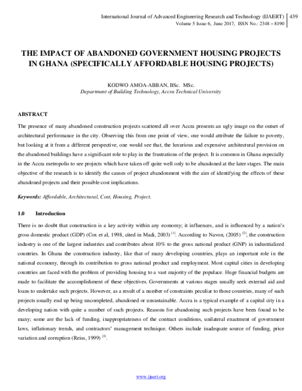 (PDF) The Impact of Abandoned Government Housing Projects in Ghana ...