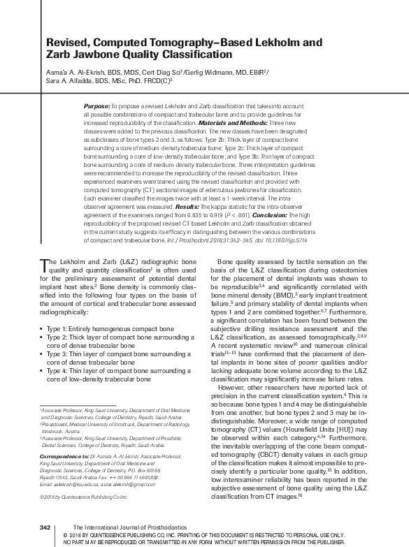 (PDF) Revised, Computed Tomography–Based Lekholm and Zarb Jawbone ...
