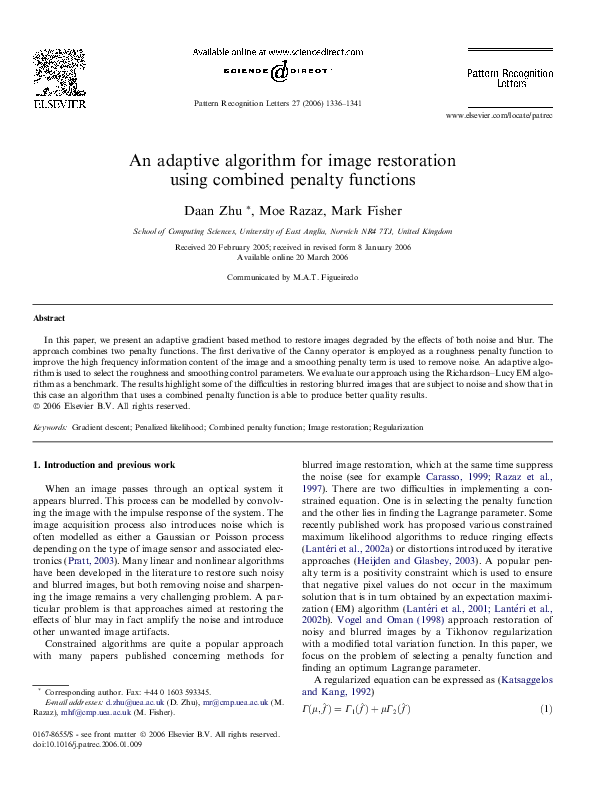 (PDF) An adaptive algorithm for image restoration using combined ...