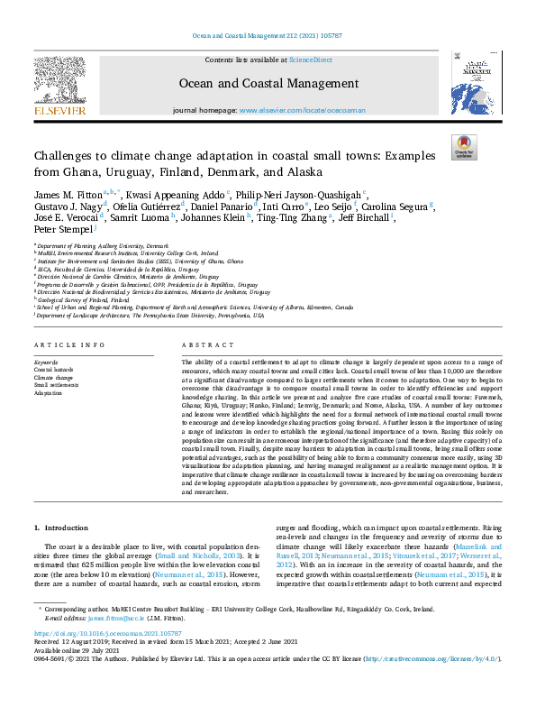 (PDF) Challenges to climate change adaptation in coastal small towns ...