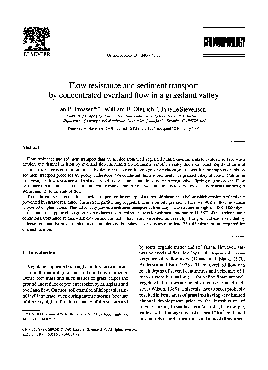 (PDF) Flow resistance and sediment transport by concentrated overland ...