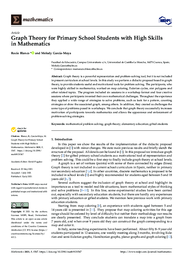 (PDF) Graph Theory for Primary School Students with High Skills in ...