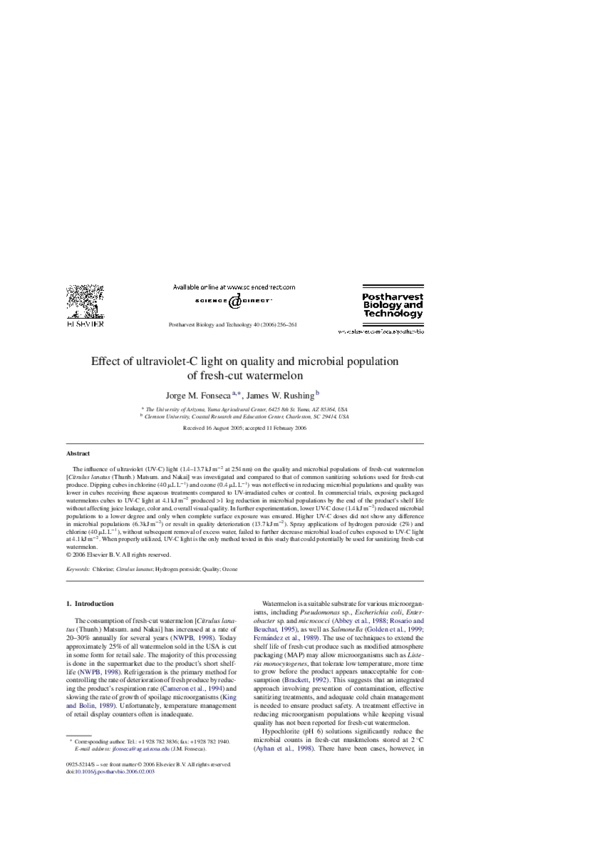 (PDF) Effect of ultraviolet-C light on quality and microbial population ...