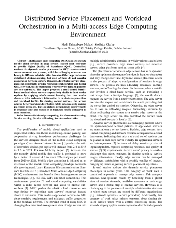(PDF) Distributed Service Placement and Workload Orchestration in a ...